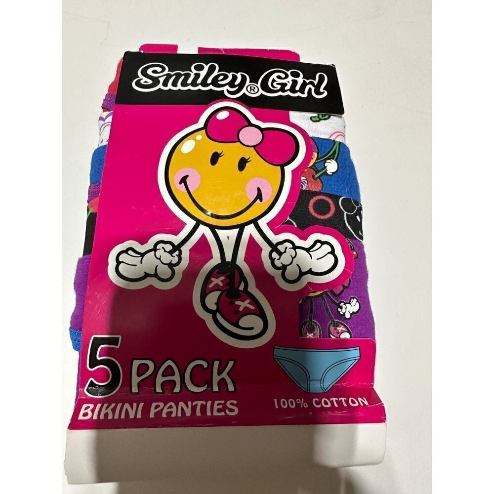 Smiley Girl 5 Pack Bikini Panties 100% Cotton